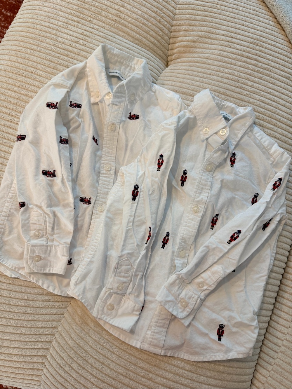 Janie and Jack (2) White Button-Down Shirts embroidered